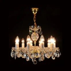 Casa Padrino Luxus Barock Kristall Kronleuchter Gold Ø 52 x H. 35 cm - Prunkvolle Messing Kronleuchter mit böhmischem Kristallglas - Barock Möbel - Edel & Prunkvoll