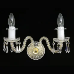 Casa Padrino Luxus Barock Kristall Wandleuchte Gold 30 x 18 x H. 20 cm - Prunkvolle Messing Wandleuchte mit böhmischem Kristallglas - Barock Möbel - Edel & Prunkvoll