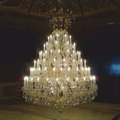 Casa Padrino Luxus Barock Kristallglas Kronleuchter Gold H. 310 cm - Schloss Kronleuchter