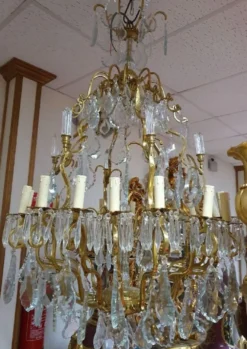 Casa Padrino Luxus Barock Kristall Kronleuchter Gold / Weiß - Prunkvoller Barockstil Kronleuchter - Barock Kristall Leuchten - Edel & Prunkvoll