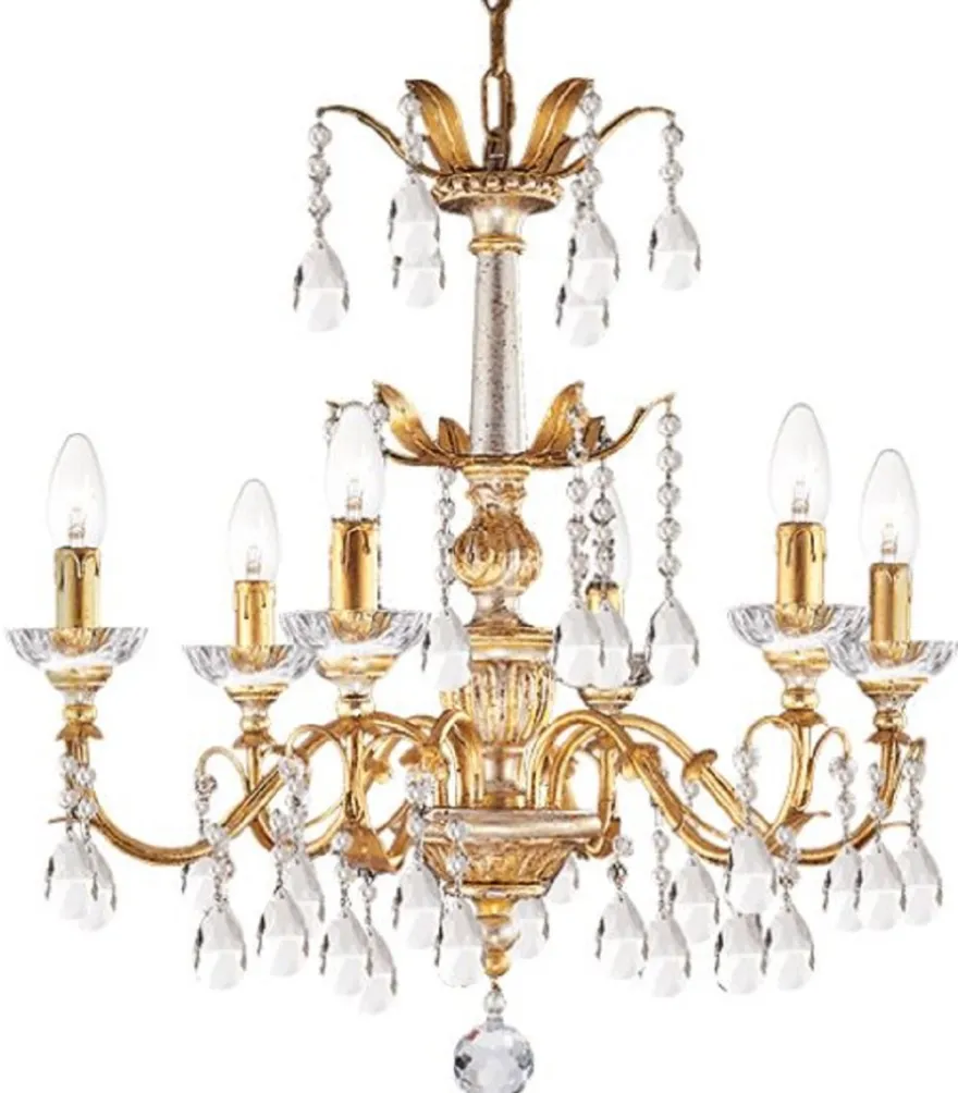Casa Padrino Luxus Barock Kristall Kronleuchter Gold mit Patina Ø 62 x H. 62 cm - Prunkvoller Kronleuchter mit Böhmischem Kristallglas - Luxus Qualität