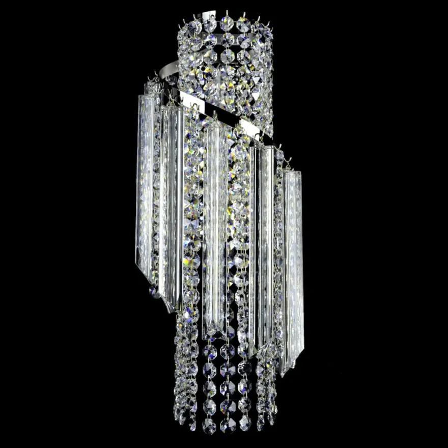 Casa Padrino Luxus Barock Kristall Wandleuchte Silber 20 x 16 x H. 50 cm - Prunkvolle Messing Wandleuchte mit böhmischem Kristallglas - Barock Möbel - Edel & Prunkvoll