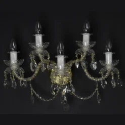 Casa Padrino Luxus Barock Kristall Tischleuchte Gold 56 x 23 x H. 38 cm - Prunkvolle Messing Tischleuchte mit böhmischem Kristallglas - Barock Möbel - Edel & Prunkvoll