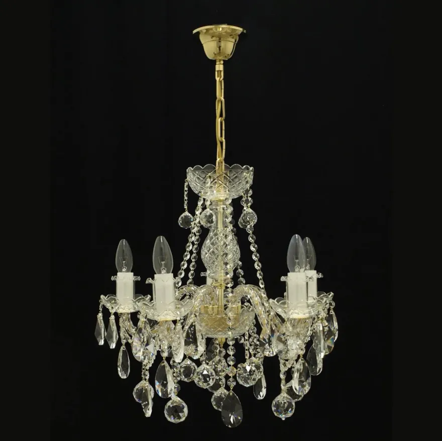 Casa Padrino Luxus Barock Kristall Kronleuchter Gold Ø 50 x H. 50 cm - Prunkvolle Messing Kronleuchter mit böhmischem Kristallglas - Barock Möbel - Edel & Prunkvoll