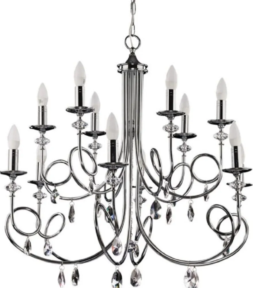 Casa Padrino Luxus Barock Kristall Kronleuchter Silber Ø 90 x H. 75 cm - Prunkvoller Wohnzimmer Kronleuchter im Barockstil - Edel & Prunkvoll