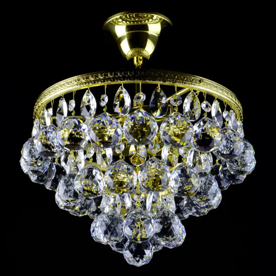 Casa Padrino Luxus Barock Kristall Kronleuchter Gold Ø 30 x H. 35 cm - Prunkvolle Messing Kronleuchter mit böhmischem Kristallglas - Barock Möbel - Edel & Prunkvoll