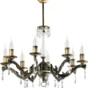 Casa Padrino Luxus Barock Kristall Kronleuchter Messing mit Patina Ø 60 x H. 63 cm - Prunkvoller Wohnzimmer Kronleuchter im Barockstil - Edel & Prunkvoll