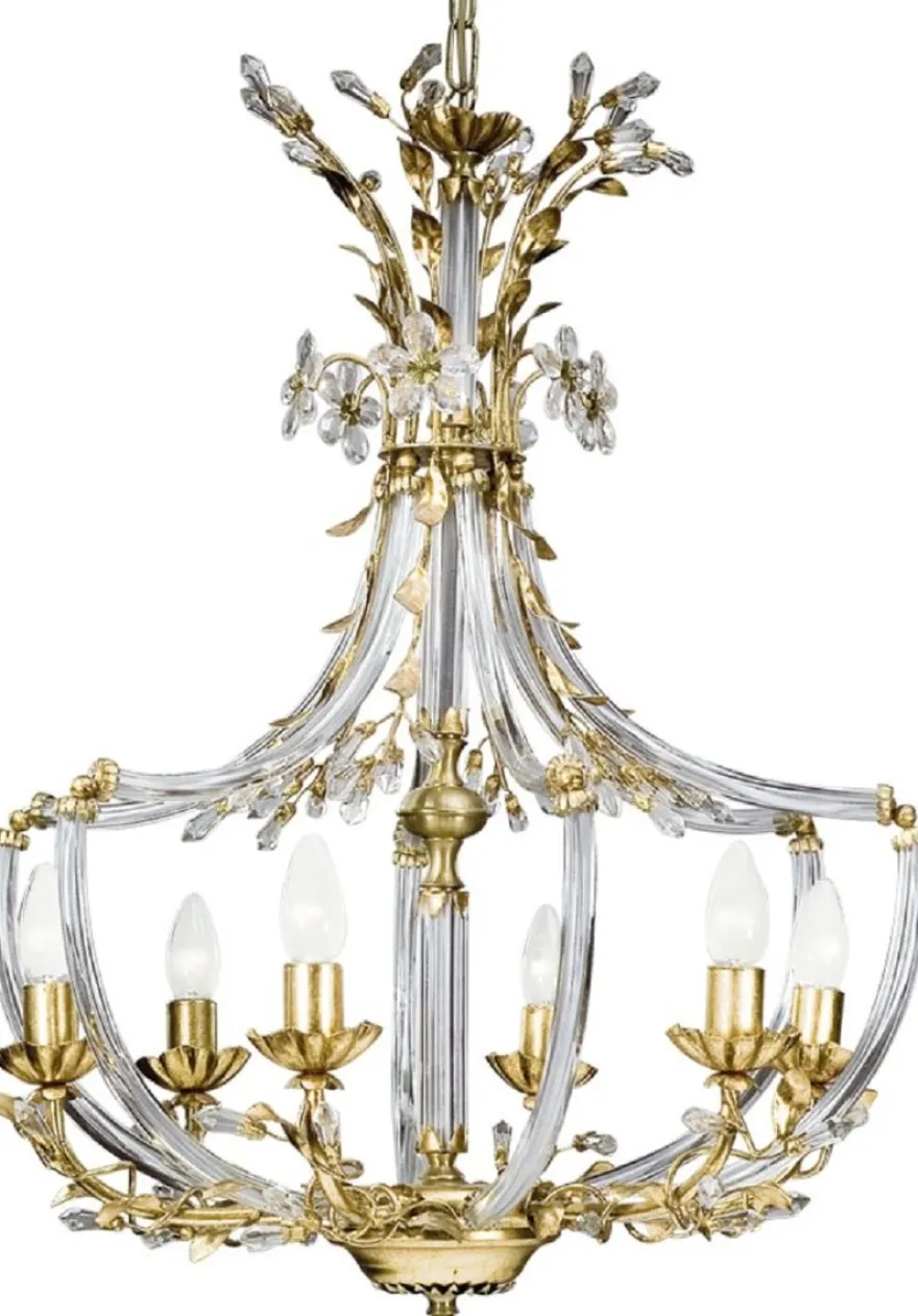 Casa Padrino Luxus Barock Kristall Kronleuchter Gold Ø 55 x H. 80 cm - Prunkvoller Kronleuchter mit edlem Swarovski Kristallglas - Luxus Qualität
