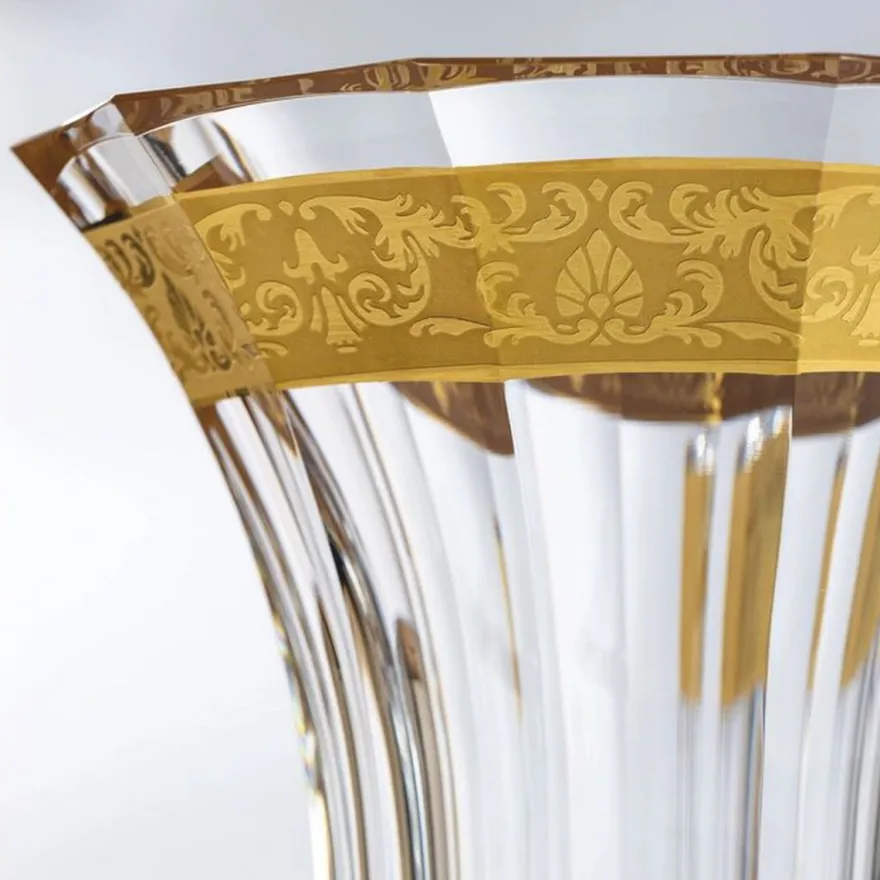 Casa Padrino Luxus Barock Kristallglas Vase Gold Ø 19,7 x H. 25 cm - Mundgeblasen & Handgeschliffen