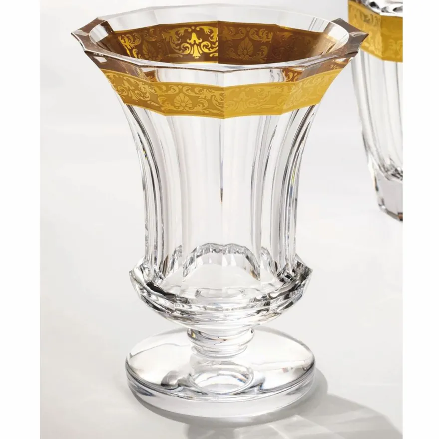 Casa Padrino Luxus Barock Kristallglas Vase Gold Ø 19,7 x H. 25 cm - Mundgeblasen & Handgeschliffen