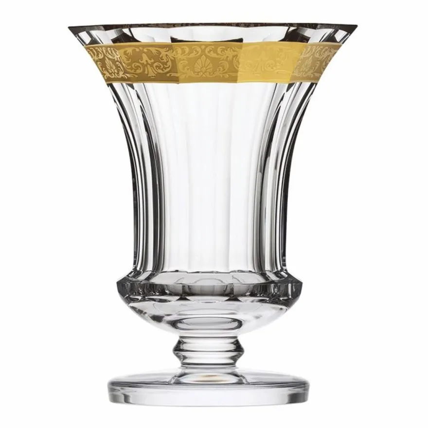 Casa Padrino Luxus Barock Kristallglas Vase Gold Ø 19,7 x H. 25 cm - Mundgeblasen & Handgeschliffen