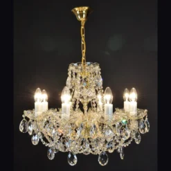 Casa Padrino Luxus Barock Kristall Kronleuchter Gold Ø 60 x H. 44 cm - Prunkvolle Messing Kronleuchter mit böhmischem Kristallglas - Barock Möbel - Edel & Prunkvoll