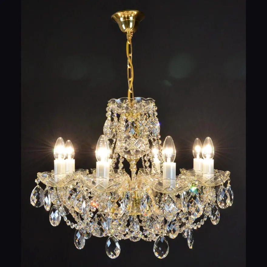 Casa Padrino Luxus Barock Kristall Kronleuchter Gold Ø 60 x H. 44 cm - Prunkvolle Messing Kronleuchter mit böhmischem Kristallglas - Barock Möbel - Edel & Prunkvoll