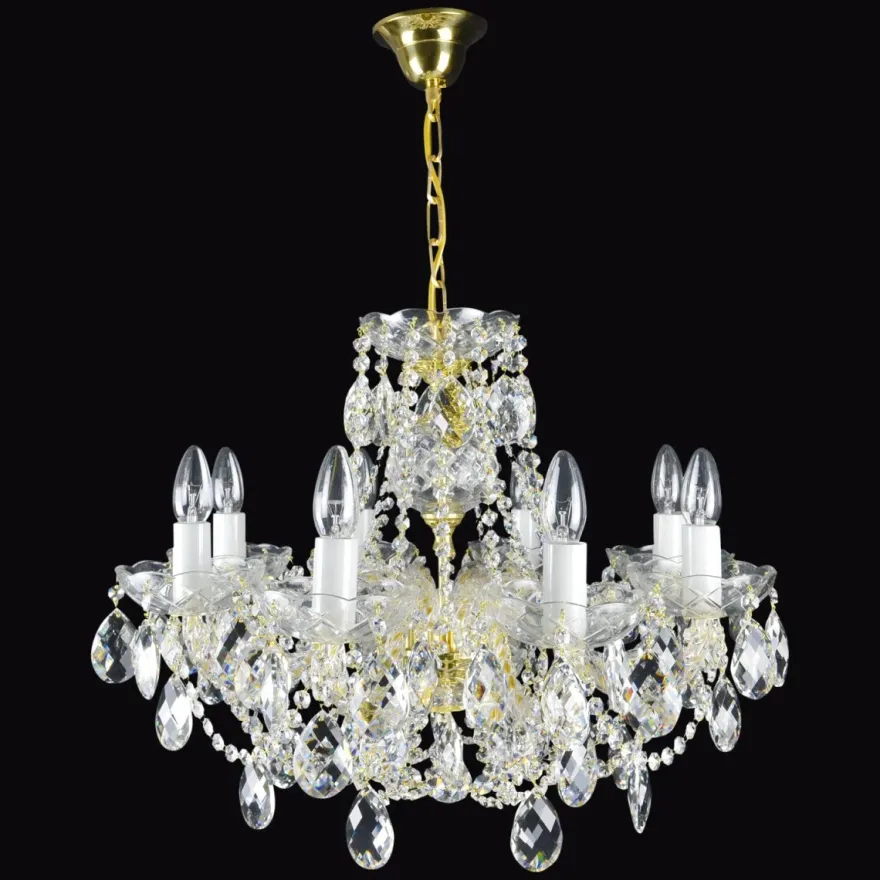 Casa Padrino Luxus Barock Kristall Kronleuchter Gold Ø 60 x H. 44 cm - Prunkvolle Messing Kronleuchter mit böhmischem Kristallglas - Barock Möbel - Edel & Prunkvoll