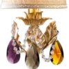 Casa Padrino Luxus Barock Kristall Tischleuchte Antik Gold / Mehrfarbig / Creme Ø 17 x H. 46 cm - Prunkvolle Barockstil Schreibtischleuchte mit böhmischen Kristallglas - Made in Italy