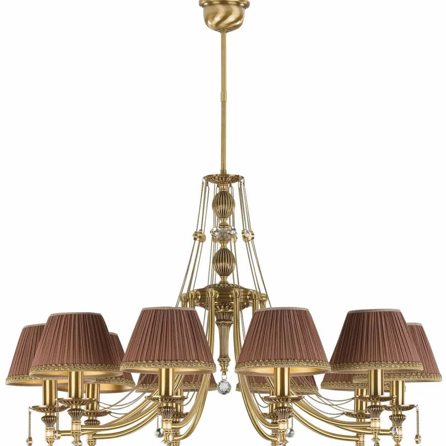 Casa Padrino Luxus Barock Kristall Kronleuchter Messing mit Patina / Dunkelbraun / Gold Ø 86 x H. 70 cm