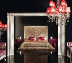 Casa Padrino Luxus Barock Kristall Kronleuchter Silber / Rot Ø 80 x H. 90 cm - Prunkvoller Barockstil Kronleuchter mit venzezianischem Glas und Swarovski Kristallglas - Made in Italy