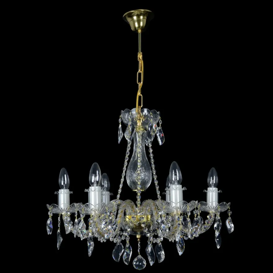 Casa Padrino Luxus Barock Kristall Kronleuchter Gold Ø 58 x H. 50 cm - Prunkvolle Messing Kronleuchter mit böhmischem Kristallglas - Barock Möbel - Edel & Prunkvoll