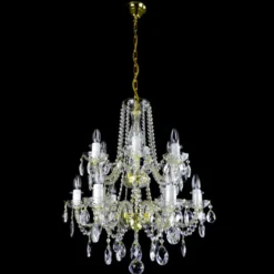 Casa Padrino Luxus Barock Kristall Kronleuchter Gold Ø 66 x H. 68 cm - Prunkvolle Messing Kronleuchter mit böhmischem Kristallglas - Barock Möbel - Edel & Prunkvoll