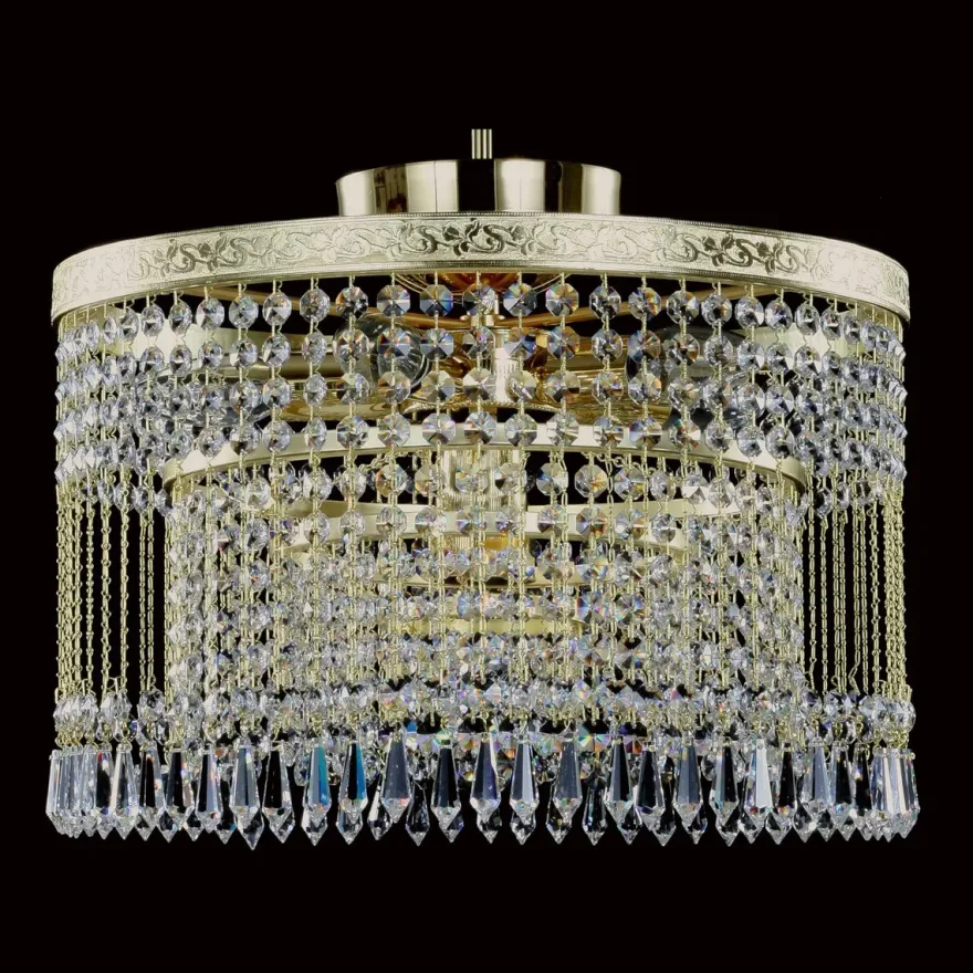 Casa Padrino Luxus Barock Kristall Kronleuchter Gold Ø 40 x H. 30 cm - Prunkvolle Messing Kronleuchter mit böhmischem Kristallglas - Barock Möbel - Edel & Prunkvoll