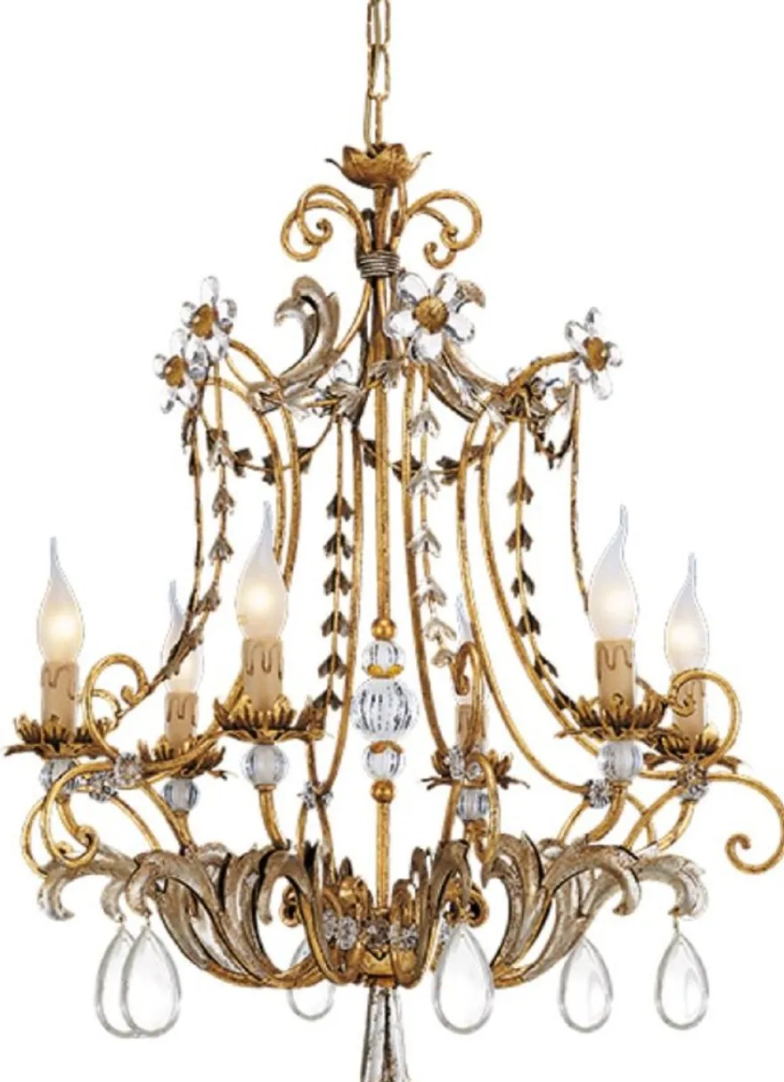 Casa Padrino Luxus Barock Kristall Kronleuchter Antik Gold / Antik Silber Ø 62 x H. 73 cm - Prunkvoller Wohnzimmer Kronleuchter im Barockstil - Luxus Qualität - Made in Italy