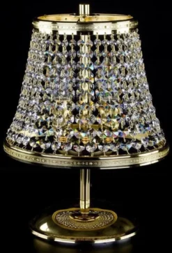 Casa Padrino Luxus Barock Kristall Tischleuchte Gold Ø 25 x H. 32 cm - Prunkvolle Hockerleuchte mit Böhmischem Kristallglas - Barock Kristall Leuchten