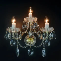 Casa Padrino Luxus Barock Kristall Wandleuchte Gold 38 x 20 x H. 37 cm - Prunkvolle Messing Wandleuchte mit böhmischem Kristallglas - Barock Möbel - Edel & Prunkvoll