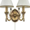 Casa Padrino Luxus Barock Kristall Doppel Wandleuchte Messing mit Patina / Weiß 38 cm