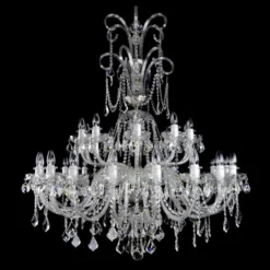 Casa Padrino Luxus Barock Kristall Kronleuchter Silber Ø 114 x H. 170 cm - Prunkvolle Messing Kronleuchter mit böhmischem Kristallglas - Barock Möbel - Edel & Prunkvoll
