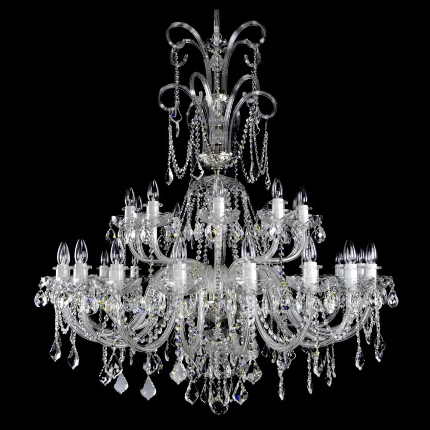 Casa Padrino Luxus Barock Kristall Kronleuchter Silber Ø 114 x H. 170 cm - Prunkvolle Messing Kronleuchter mit böhmischem Kristallglas - Barock Möbel - Edel & Prunkvoll