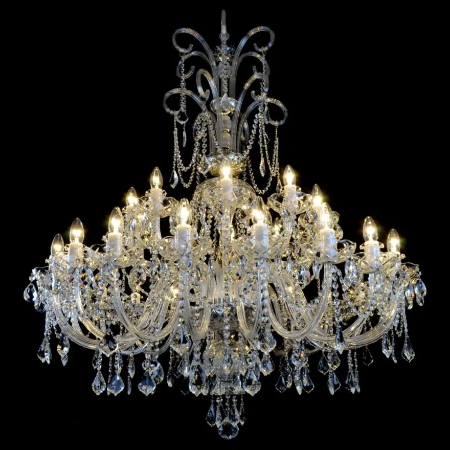 Casa Padrino Luxus Barock Kristall Kronleuchter Silber Ø 114 x H. 170 cm - Prunkvolle Messing Kronleuchter mit böhmischem Kristallglas - Barock Möbel - Edel & Prunkvoll