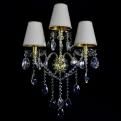 Casa Padrino Luxus Barock Kristall Wandleuchte Gold 43 x 18 x H. 52 cm - Prunkvolle Messing Wandleuchte mit böhmischem Kristallglas - Barock Möbel - Edel & Prunkvoll