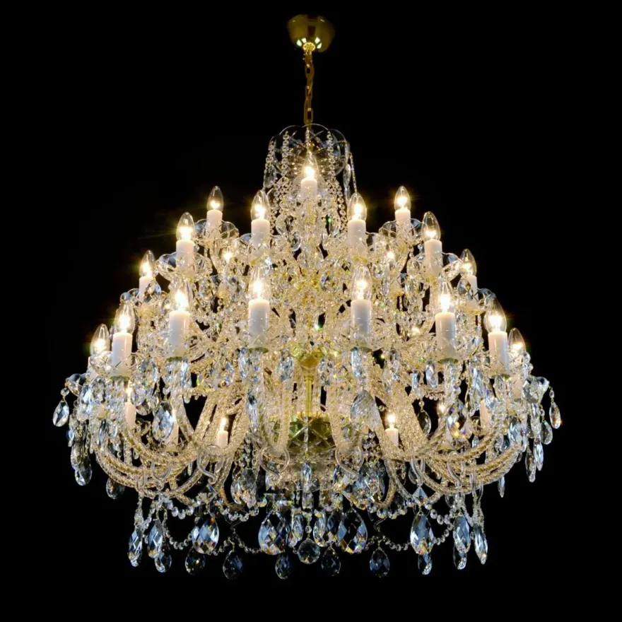 Casa Padrino Luxus Barock Kristall Kronleuchter Gold Ø 98 x H. 98 cm - Prunkvolle Messing Kronleuchter mit böhmischem Kristallglas - Barock Möbel - Edel & Prunkvoll