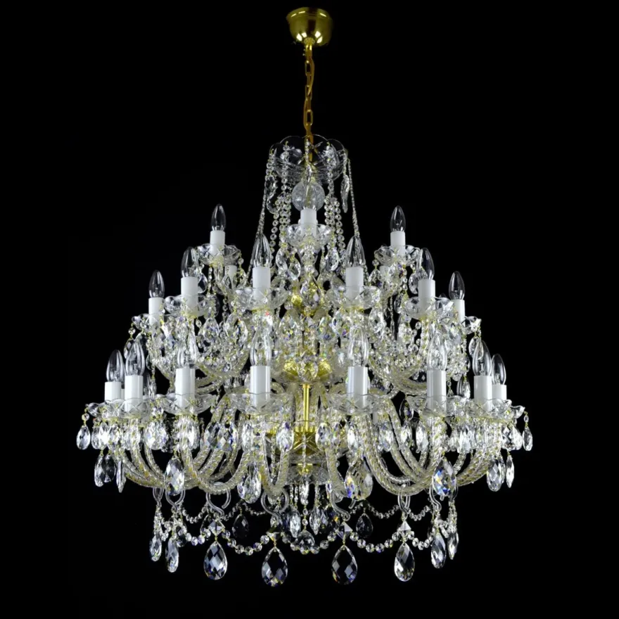Casa Padrino Luxus Barock Kristall Kronleuchter Gold Ø 98 x H. 98 cm - Prunkvolle Messing Kronleuchter mit böhmischem Kristallglas - Barock Möbel - Edel & Prunkvoll