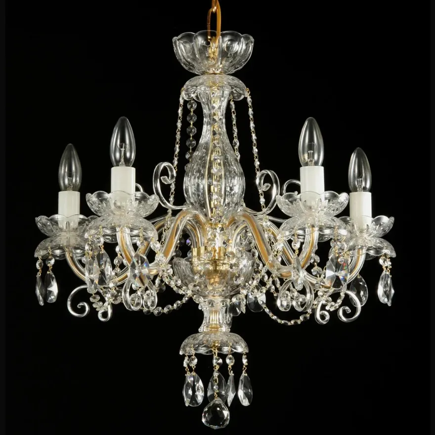 Casa Padrino Luxus Barock Kristall Kronleuchter Gold Ø 55 x H. 55 cm - Prunkvolle Messing Kronleuchter mit böhmischem Kristallglas - Barock Möbel - Edel & Prunkvoll