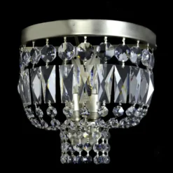 Casa Padrino Luxus Barock Kristall Kronleuchter Silber Ø 25 x H. 15 cm - Prunkvolle Messing Kronleuchter mit böhmischem Kristallglas - Barock Möbel - Edel & Prunkvoll