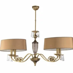 Casa Padrino Luxus Barock Kristall Hängeleuchte Messing mit Patina / Braun 101 cm