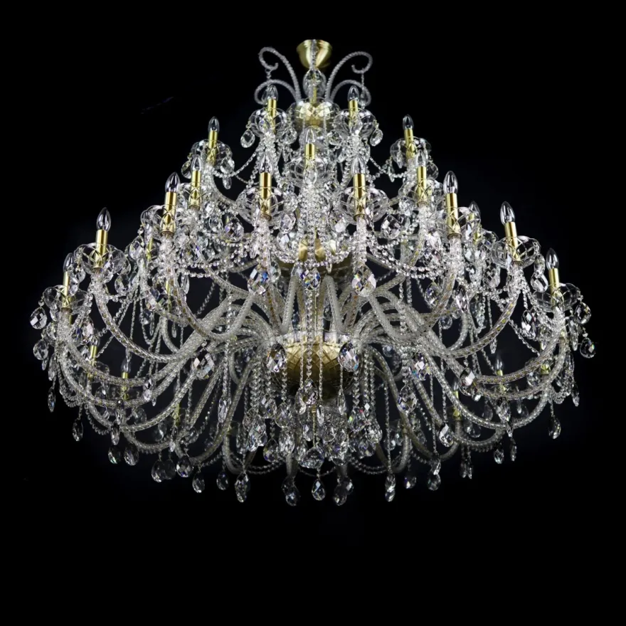 Casa Padrino Luxus Barock Kristall Kronleuchter Gold Ø 160 x H. 160 cm - Prunkvolle Messing Kronleuchter mit böhmischem Kristallglas - Barock Möbel - Edel & Prunkvoll