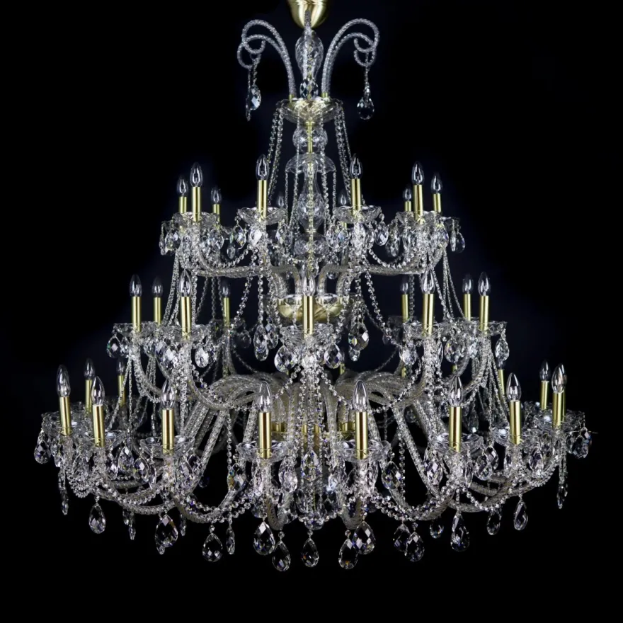 Casa Padrino Luxus Barock Kristall Kronleuchter Gold Ø 160 x H. 160 cm - Prunkvolle Messing Kronleuchter mit böhmischem Kristallglas - Barock Möbel - Edel & Prunkvoll