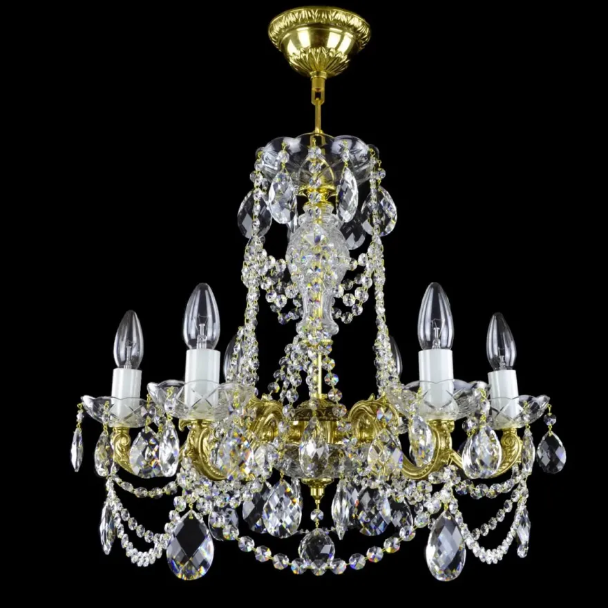 Casa Padrino Luxus Barock Kristall Kronleuchter Gold Ø 55 x H. 50 cm - Prunkvolle Messing Kronleuchter mit böhmischem Kristallglas - Barock Möbel - Edel & Prunkvoll