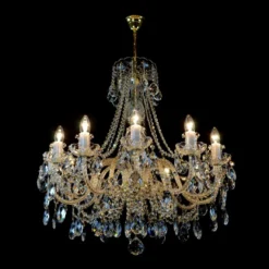 Casa Padrino Luxus Barock Kristall Kronleuchter Gold Ø 76 x H. 78 cm - Prunkvolle Messing Kronleuchter mit böhmischem Kristallglas - Barock Möbel - Edel & Prunkvoll
