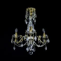 Casa Padrino Luxus Barock Kristall Kronleuchter Gold Ø 43 x H. 54 cm - Prunkvolle Messing Kronleuchter mit böhmischem Kristallglas - Barock Möbel - Edel & Prunkvoll