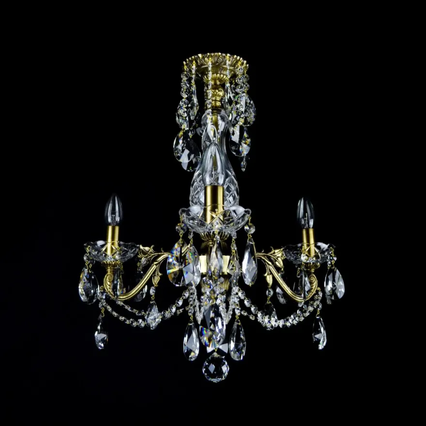Casa Padrino Luxus Barock Kristall Kronleuchter Gold Ø 43 x H. 54 cm - Prunkvolle Messing Kronleuchter mit böhmischem Kristallglas - Barock Möbel - Edel & Prunkvoll