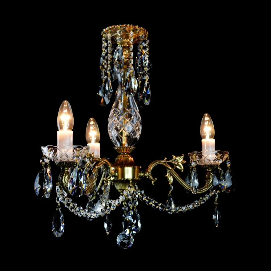 Casa Padrino Luxus Barock Kristall Kronleuchter Gold Ø 43 x H. 54 cm - Prunkvolle Messing Kronleuchter mit böhmischem Kristallglas - Barock Möbel - Edel & Prunkvoll