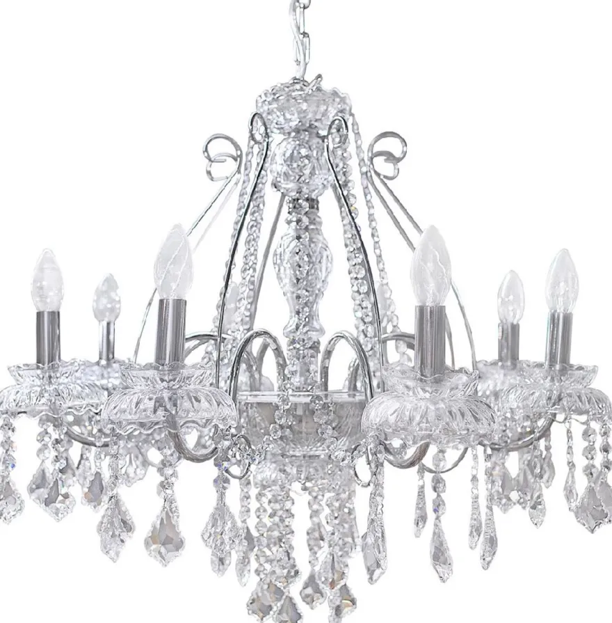 Casa Padrino Luxus Barock Kristall Kronleuchter Silber Ø 58 cm - Prunkvoller Wohnzimmer Kronleuchter im Barockstil - Hotel Kronleuchter - Barock Kristall Leuchten - Barock Interior