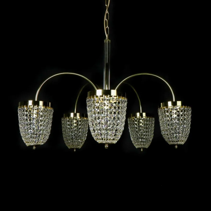 Casa Padrino Luxus Barock Kristall Kronleuchter Gold Ø 75 x H. 75 cm - Prunkvolle Messing Kronleuchter mit böhmischem Kristallglas - Barock Möbel - Edel & Prunkvoll