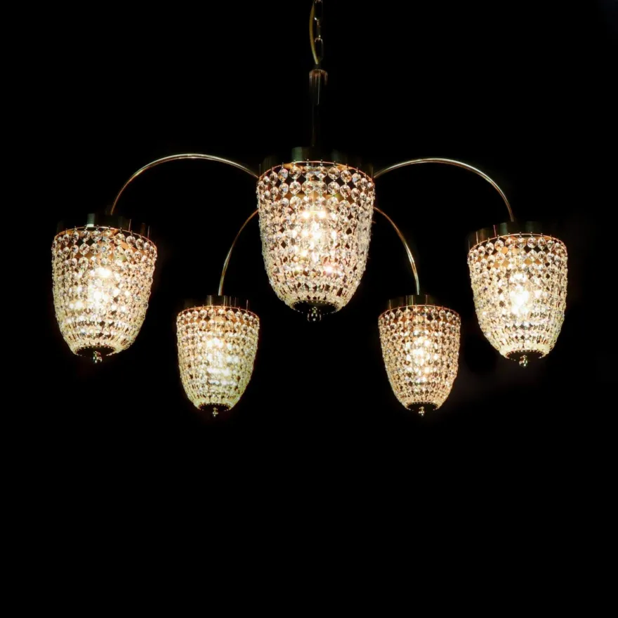 Casa Padrino Luxus Barock Kristall Kronleuchter Gold Ø 75 x H. 58 cm - Prunkvolle Messing Kronleuchter mit böhmischem Kristallglas - Barock Möbel - Edel & Prunkvoll