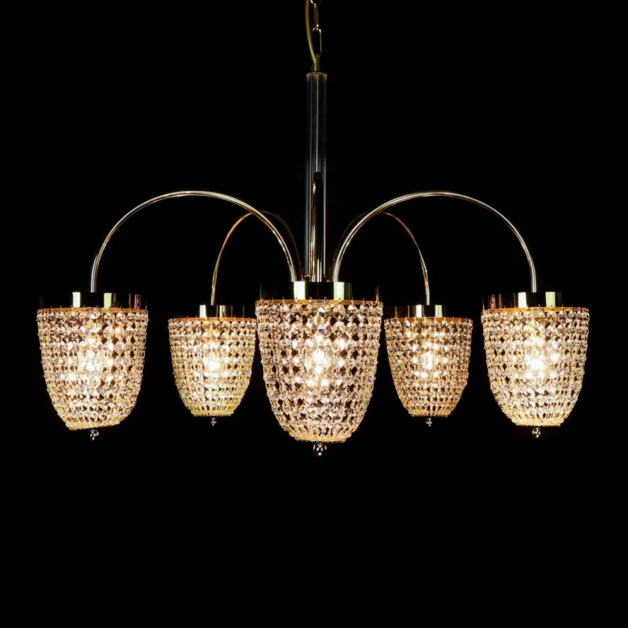 Casa Padrino Luxus Barock Kristall Kronleuchter Gold Ø 75 x H. 58 cm - Prunkvolle Messing Kronleuchter mit böhmischem Kristallglas - Barock Möbel - Edel & Prunkvoll