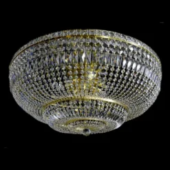 Casa Padrino Luxus Barock Kristall Deckenleuchte Gold Ø 90 x H. 45 cm - Prunkvolle Messing Deckenleuchte mit böhmischem Kristallglas - Barock Möbel - Edel & Prunkvoll