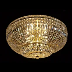 Casa Padrino Luxus Barock Kristall Deckenleuchte Gold Ø 90 x H. 45 cm - Prunkvolle Messing Deckenleuchte mit böhmischem Kristallglas - Barock Möbel - Edel & Prunkvoll